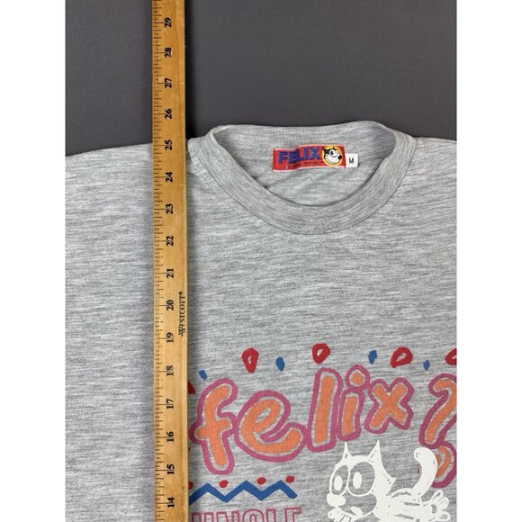 Vintage 1991 Felix The Cat Comics Cartoon Drawing Movie Promo Grey Shirt Rare T - Picture 6 of 6